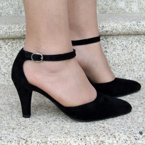 Sapato-Salto-médio- camurça-preto
