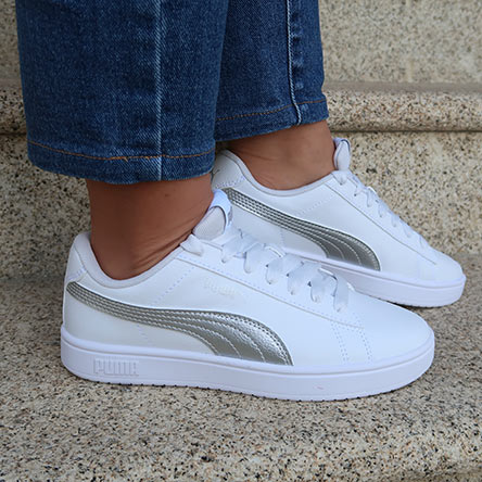 Zapatillas-Puma-Mujer-Blanco-con-Plateado